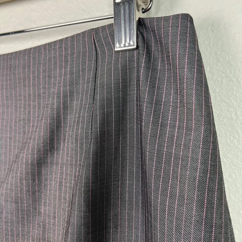 Escada Womens 14 EU 44 Wool Silk Blend Gray Pink Pinstripe Pencil Skirt - Picture 2 of 8